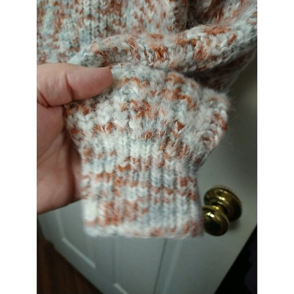 Rd style Women's Long Sleeve Orange White Grey Y2K Hi Lo Hem Sweater. Size L - Picture 7 of 13